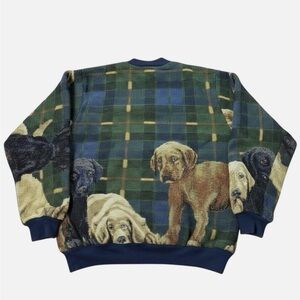 Sugar Street Weavers Puppy Lab Tapestry Pullover Vintage Sweater